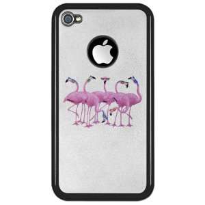  iPhone 4 or 4S Clear Case Black Cool Flamingos with 