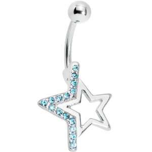   Aqua Gem Super Star Punch Out Belly Ring Body Candy Jewelry