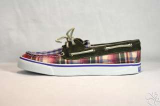 SPERRY Top Sider Bahama Green Madras Womens Boat Shoes  