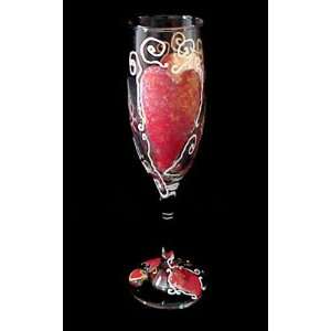 Valentine Treasure Design   Hand Painted   Champagne Flute  