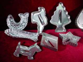   ALUMINUM COOKIE CUTTERS Toys MOLDS Silver Metal OLD BAKING  