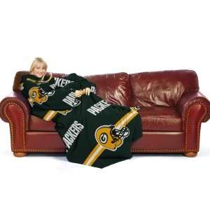   Bay Packers NFL Comfy Throw Blanket With Sleeves Adult Stripes Style