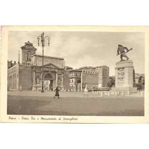   Vintage Postcard Porta Pia and Bersaglieri Monument   Rome Italy