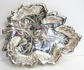 Silver Plated Embossed Strawberries and Leaves Tray  