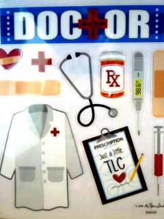 STICKERS, DOCTOR THEME, BANDAID, NEEDLE, THERMOMETER  