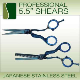 Blue Thinning 5.5 Pro Hair Straight Shears Salon Scissors Barber 