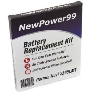  Battery Replacement Kit for Garmin Nuvi 2595LMT with 