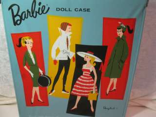 1961 Ponytail Barbie Doll Collection Blue Carry Case Full of Outfits 