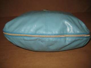 MARK Turquoise Aqua PVC Vegan Slouch Hobo Saddle Satchel Purse Bag 