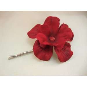  NEW Red Geranium Hair Flower Clip, Limited. Beauty