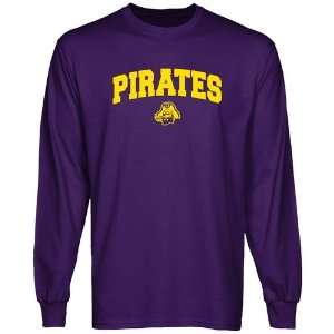 East Carolina Pirates Purple Logo Arch Long Sleeve T shirt  