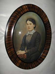 Antique Wooden Tiger Frame w/ Picture of Woman  