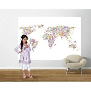  Peace & Love World Map   Bright Prepasted Wall Mural