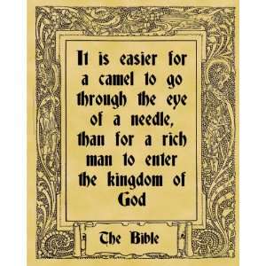   Size Parchment Poster Bible Quotation Eye of a Needle