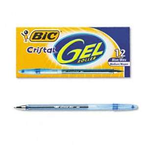  BIC Cristal Roller Ball Stick Gel Pen, Blue Ink, Medium 