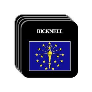 US State Flag   BICKNELL, Indiana (IN) Set of 4 Mini Mousepad Coasters