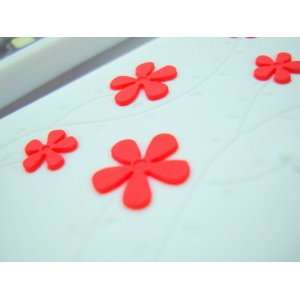 Anti Slip white & red threedimensional appeal flowers Silicone Skin 