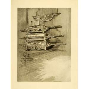 1909 Print Biers Bolsward Netherlands Coffin Carving George Wharton 
