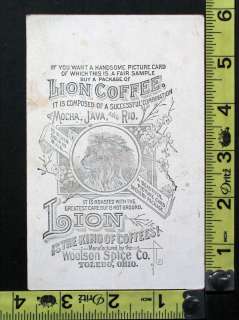 Vintage Victorian Trade Card Lion Coffee, King of Coffee, Toledo, Ohio 