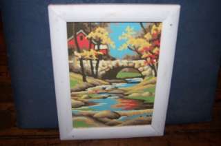 Vintage Framed Stone Bridge in the Fall Paint by Number Picture  