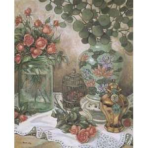  Francie Botke   Roses with Bird Cage 
