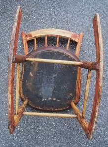 19th C. Antique CHILDS THUMB BACK WINDSOR ROCKER Rocking Chair  