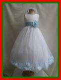 RW7 WHITE RED PAGEANT FLOWER GIRL DRESS S L 4 6 8 10 12  