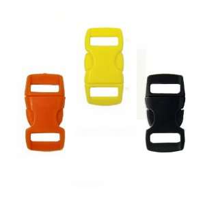 Mix of 15 Black, Yellow, Orange 3/8 Buckles (5 each) , Contoured Side 