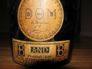 EARLY 1940S B & B DOM BENEDICTINE LIQUOR 4 COGNAC BOTTLE  