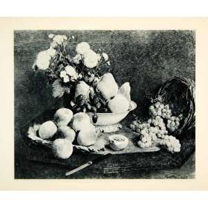   Fruit Knife Henri Fantin Latour Grapes Pears   Original Rotogravure
