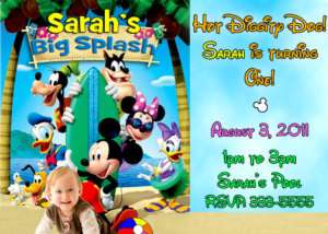 MICKEY MOUSE POOL PARTY BIRTHDAY INVITATIONS FIRST  