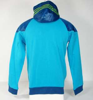 Adidas MLS Seattle Sounders Zip Front Hooded Jacket Blue Hoodie Soccer 