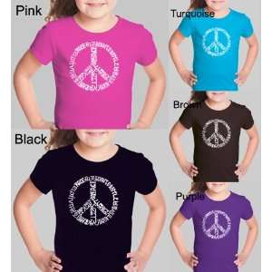 Girls BLACK Peace 20 Shirt XL   Created using the word PEACE in 20 