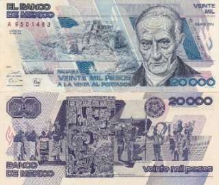 Banco de Mexico $ 20,000 Pesos Quintana Roo Mar 28, 1989 Scan Serie 