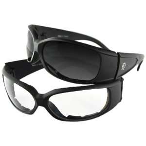   Biker Foam Lined Sunglasses (Black)   Pack of 2 Automotive