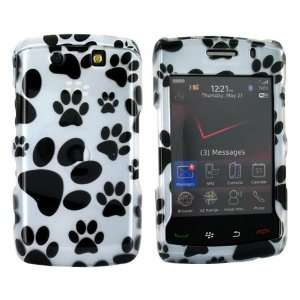  For Blackberry Storm 2 Hard Case Blk Dog Paws White 