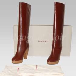 SALE MARNI leather knee boots wooden platform 36, 37, 38, 39, 40 