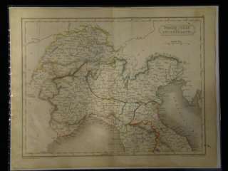 GERMANY PRUSSIA Map 1844 Antique HAND COLORED Berlin  