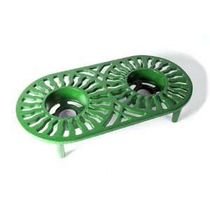 Double Tealight Heater Cast Iron Oval Green (Made the UK)   Cast 