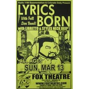  Lyrics Born Boulder Original Concert Poster rap hiphop 