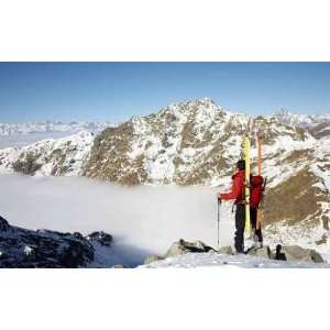  Male Ski climber at the Summit of His Climbing   Peel and 