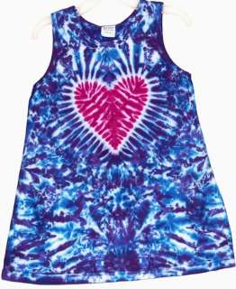 Girls Tie Dye Heart Tank DRESS sizes 2T 12 hippie art  