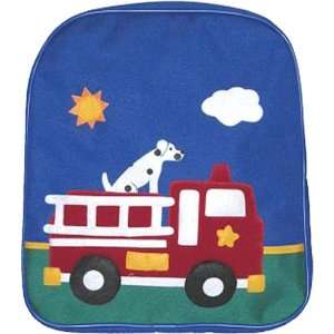  Kids Girls Boys Canvas Blue Fire Truck Backpack item 