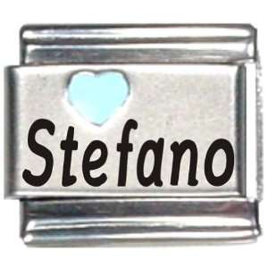  Stefano Light Blue Heart Laser Name Italian Charm Link 