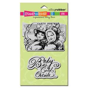 STAMPENDOUS RUBBER STAMPS CLING COLD PAIR SET BABY ITS COLD OUTSIDE 