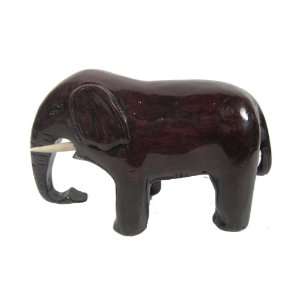  Wood Carving Elephant   Red Lacquer Covered