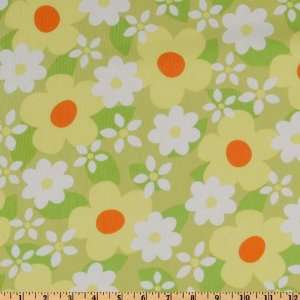  44 Wide Punchy Pique Daisies Lime Fabric By The Yard 