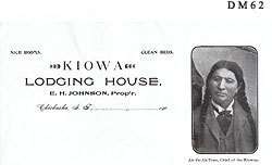 Vintage 1900 Kiowa Lodging Indian Territory Stationary  