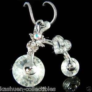   Crystal Cycling ~Bicycle Bike Heart cyclist bicyclist Charm Necklace