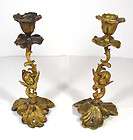 Antique Israel Art Pair brass candlesticks TEPPICH  